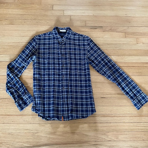 SCOTCH & SODA Button Down, Men’s Large, Blue Plaid Pattern, Great Condition! - Picture 8 of 13